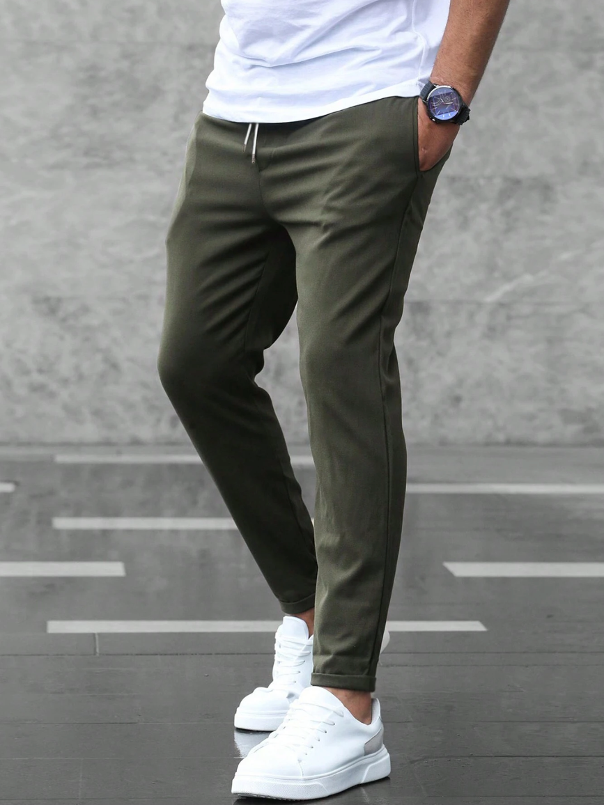 Pantalon met hoge taille en verstelbaar koord