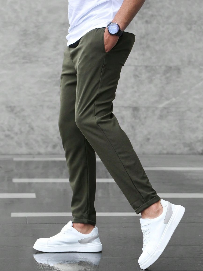 Pantalon met hoge taille en verstelbaar koord
