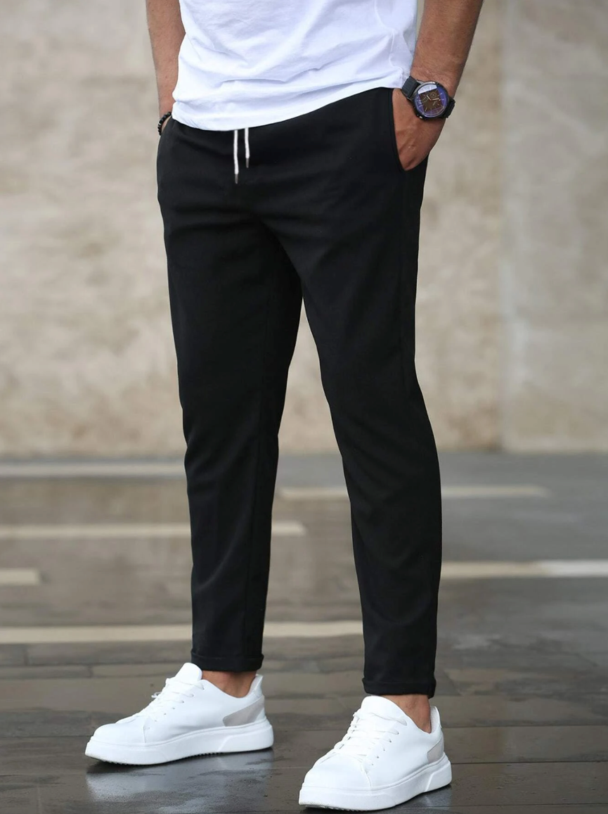 Pantalon met hoge taille en verstelbaar koord