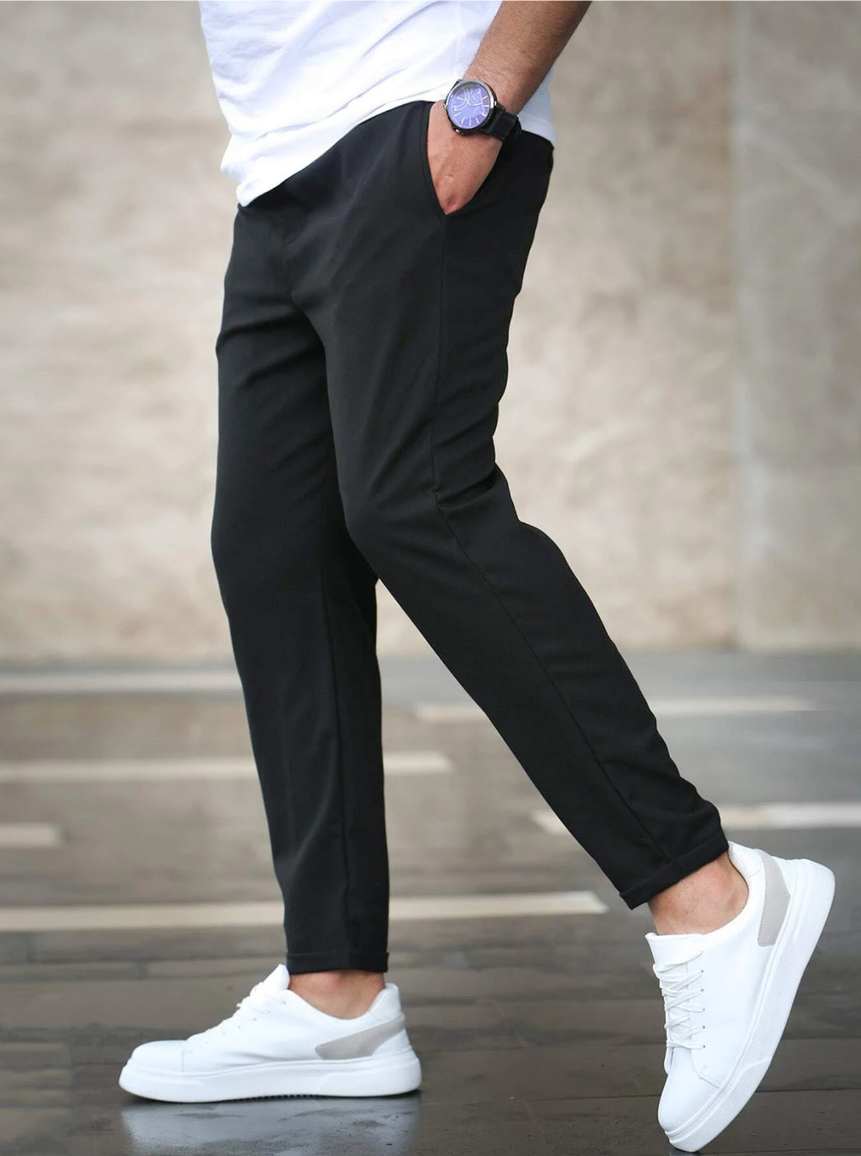 Pantalon met hoge taille en verstelbaar koord