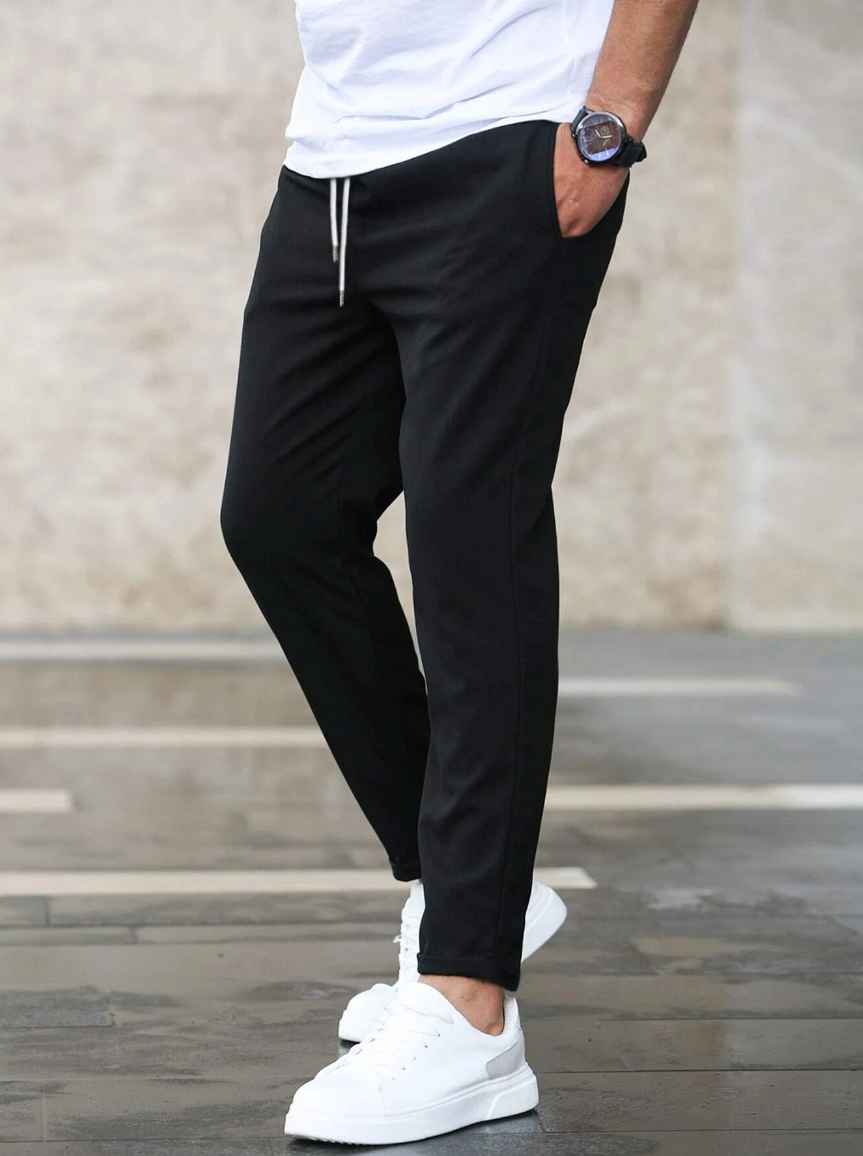 Pantalon met hoge taille en verstelbaar koord